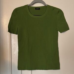 Akris Green Short Sleeve Ribbed Shoulder Top